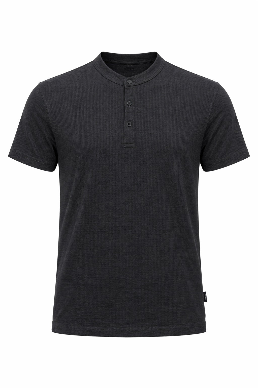 Men Black Solid High Neck T-shirt