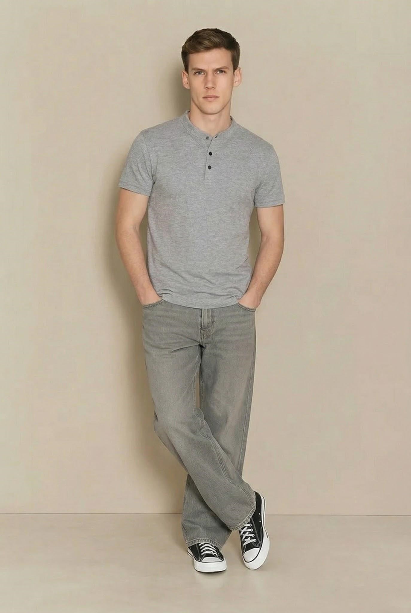 Men Solid High Neck T-shirt