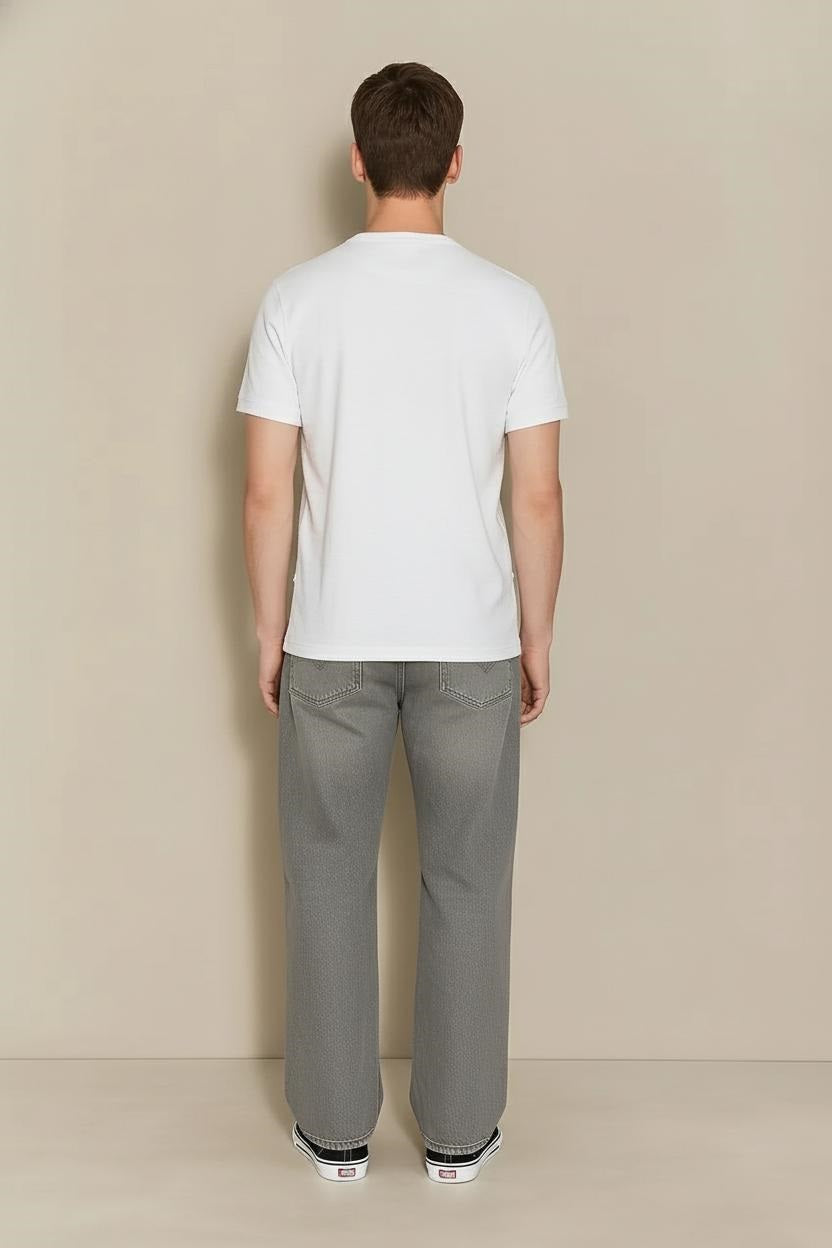 Men Off White Solid High Neck T-shirt