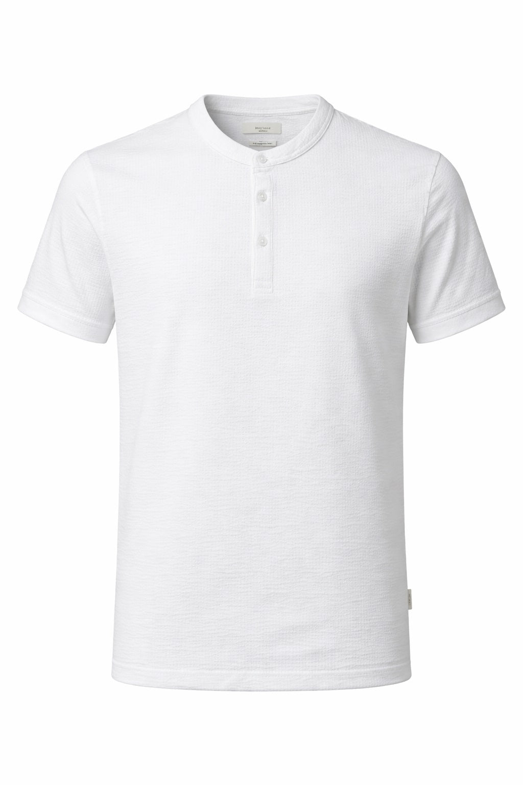 Men Off White Solid High Neck T-shirt