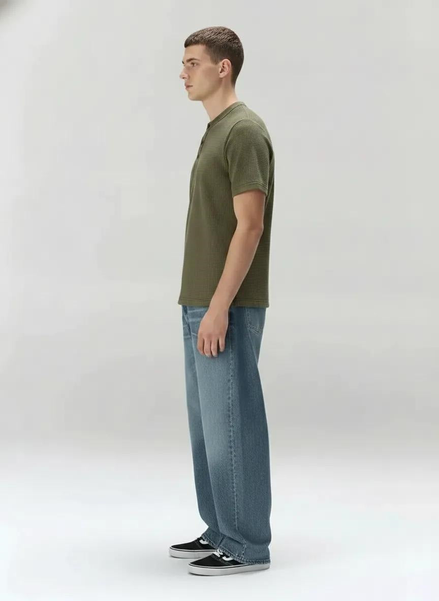 Men Olive Solid High Neck T-shirt