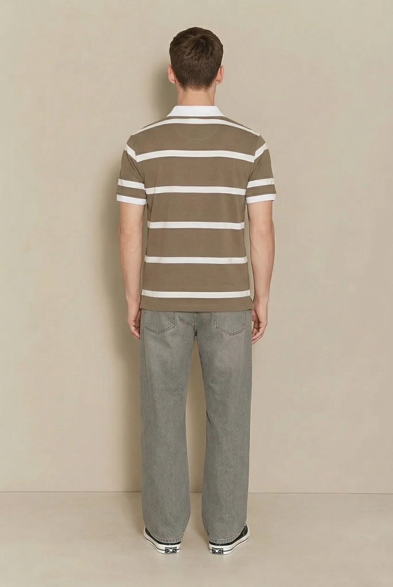 Men Fossil Striped Polo Collar T-shirt