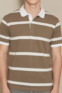 Men Fossil Striped Polo Collar T-shirt