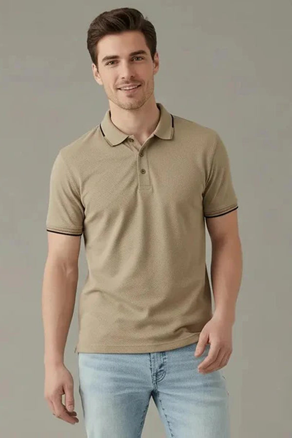 Men Polo Collar Solid T-shirt