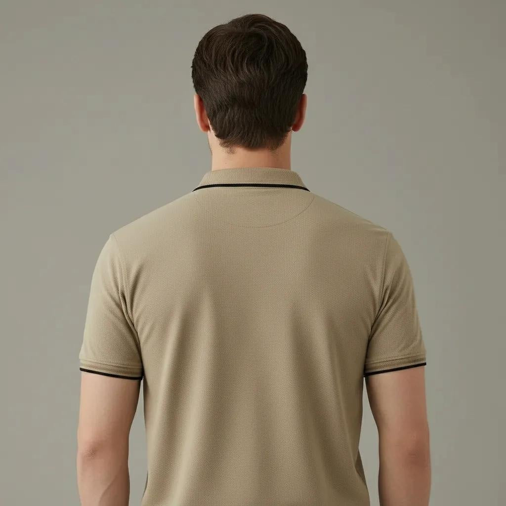 Men Fawn Polo Collar Solid T-shirt