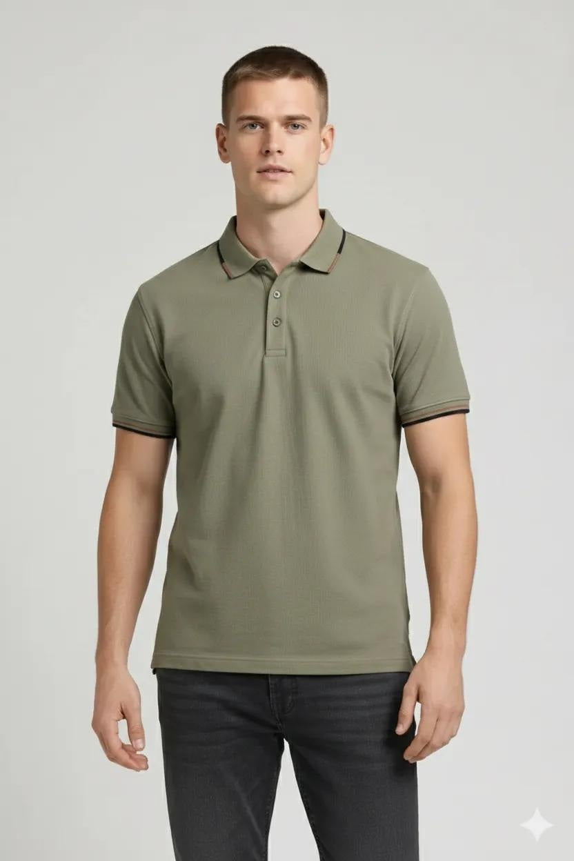 Men Leaf Polo Collar T-shirt
