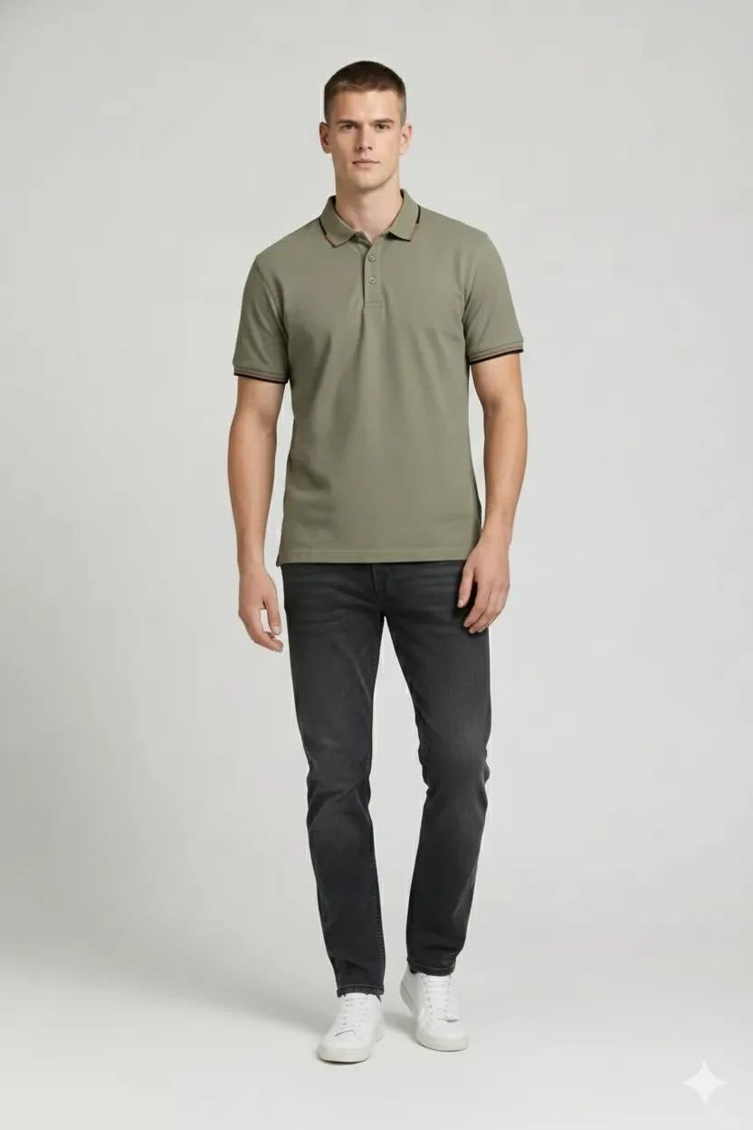 Men Leaf Polo Collar T-shirt