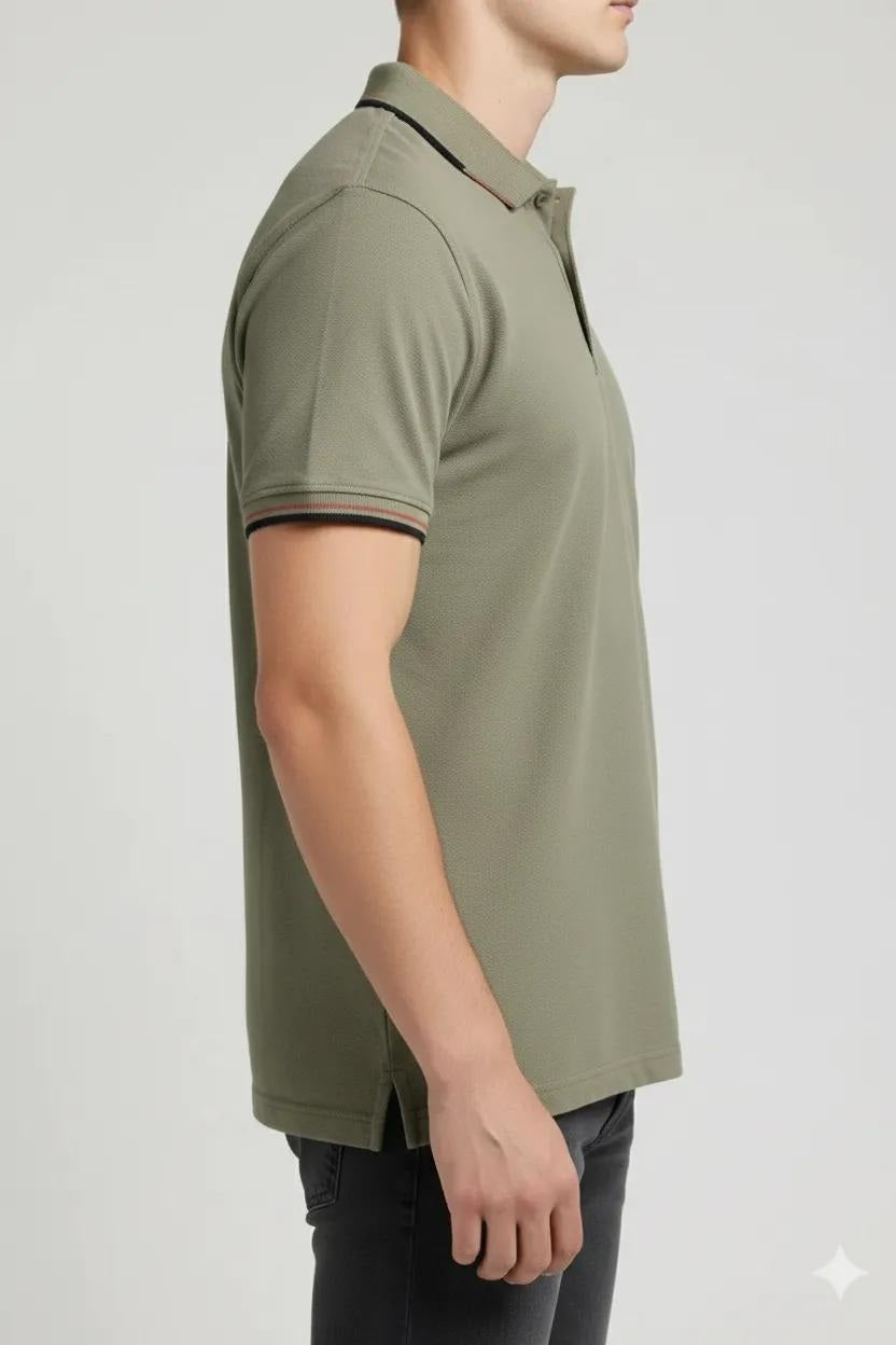 Men Leaf Polo Collar T-shirt