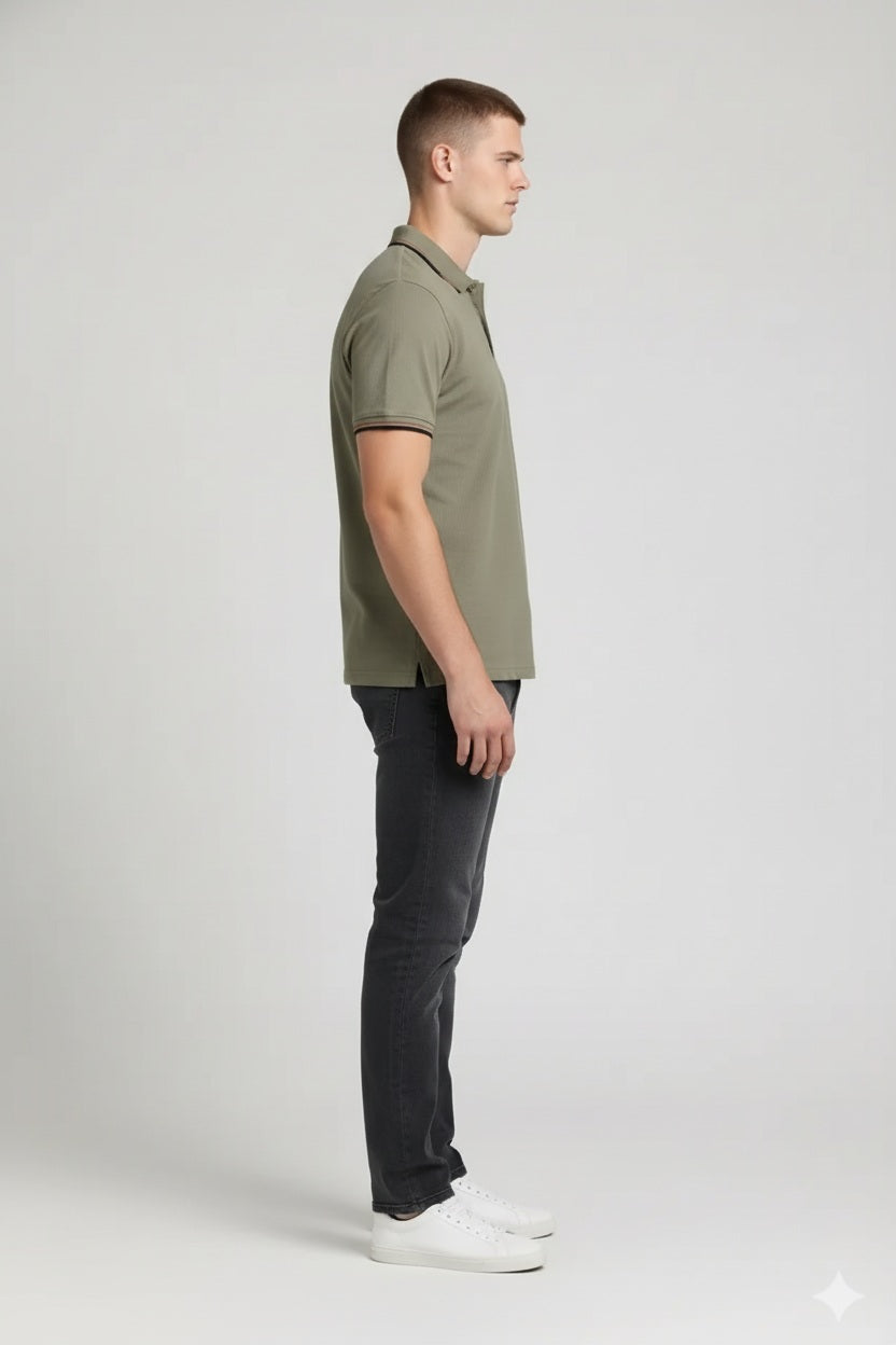 Men Leaf Polo Collar T-shirt