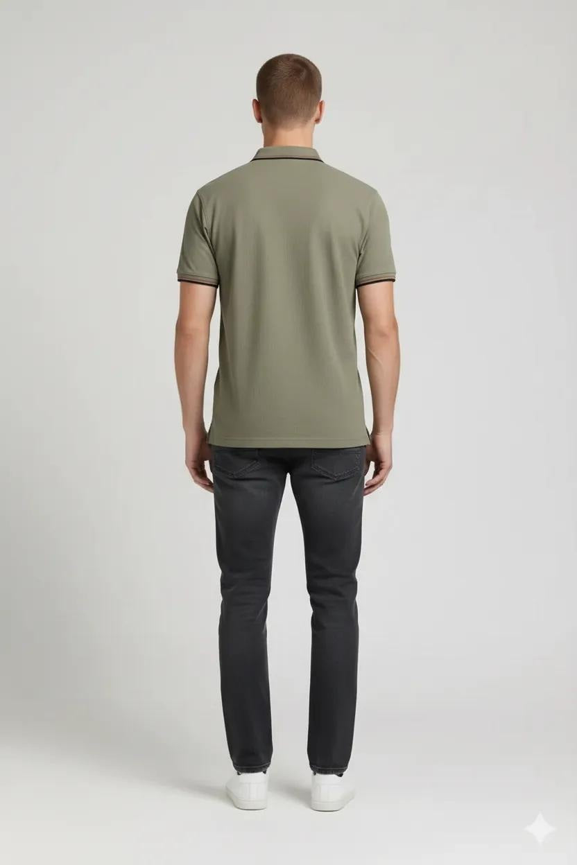 Men Leaf Polo Collar T-shirt