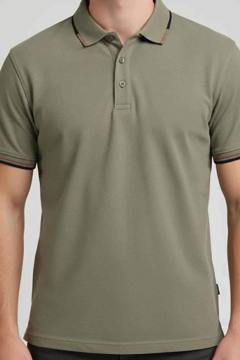 Men Leaf Polo Collar T-shirt