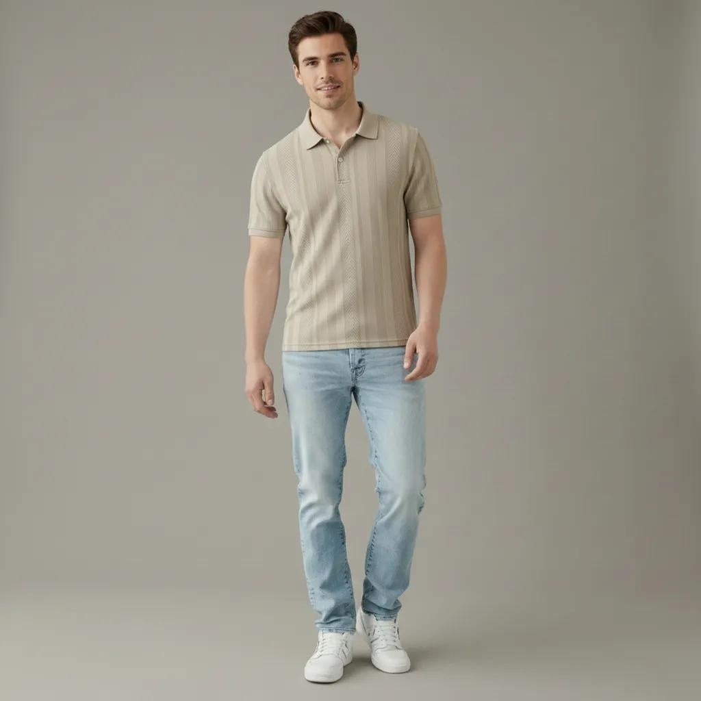 Men Arona Polo Collar Solid T-shirt