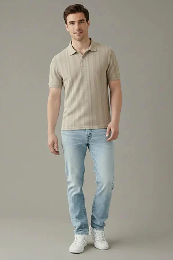 Men Polo Collar Solid T-shirt