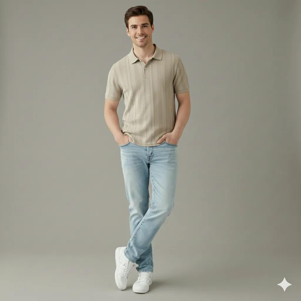 Men Arona Polo Collar Solid T-shirt