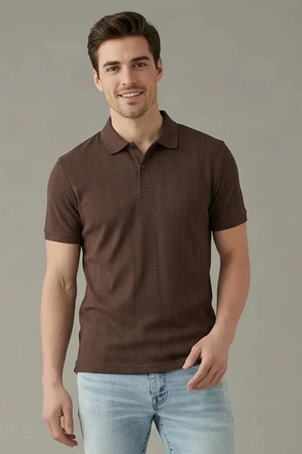 Men Striped Polo Collar T-shirt