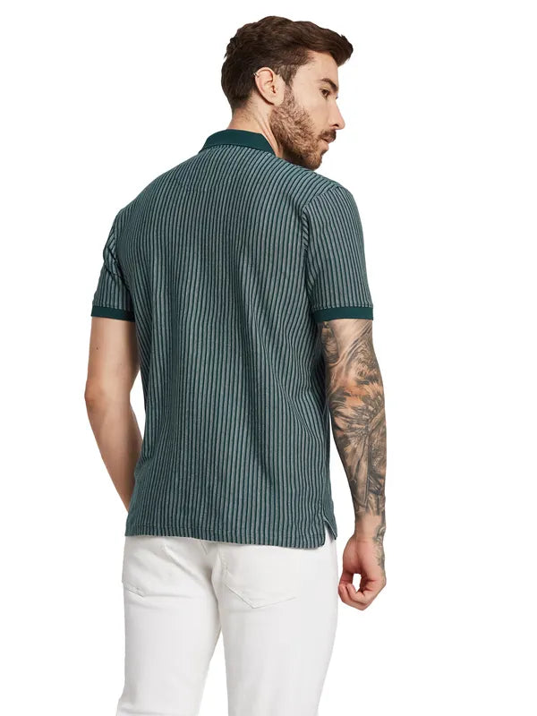 Octave Men Polo Collar Striped Pockets T-Shirt