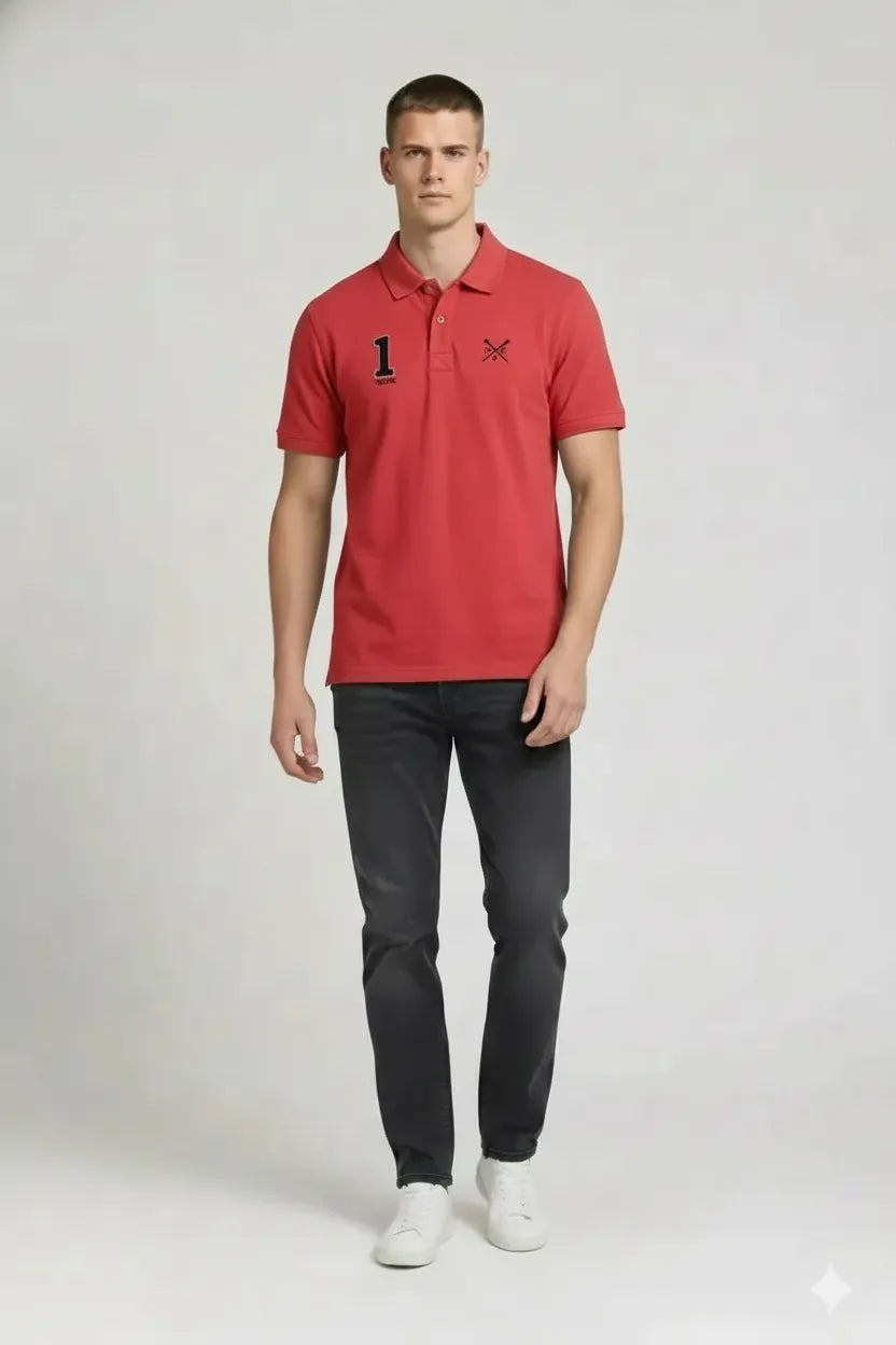 Men Miami Red Printed Polo Collar T-shirt