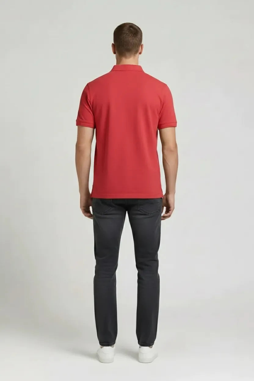 Men Miami Red Printed Polo Collar T-shirt