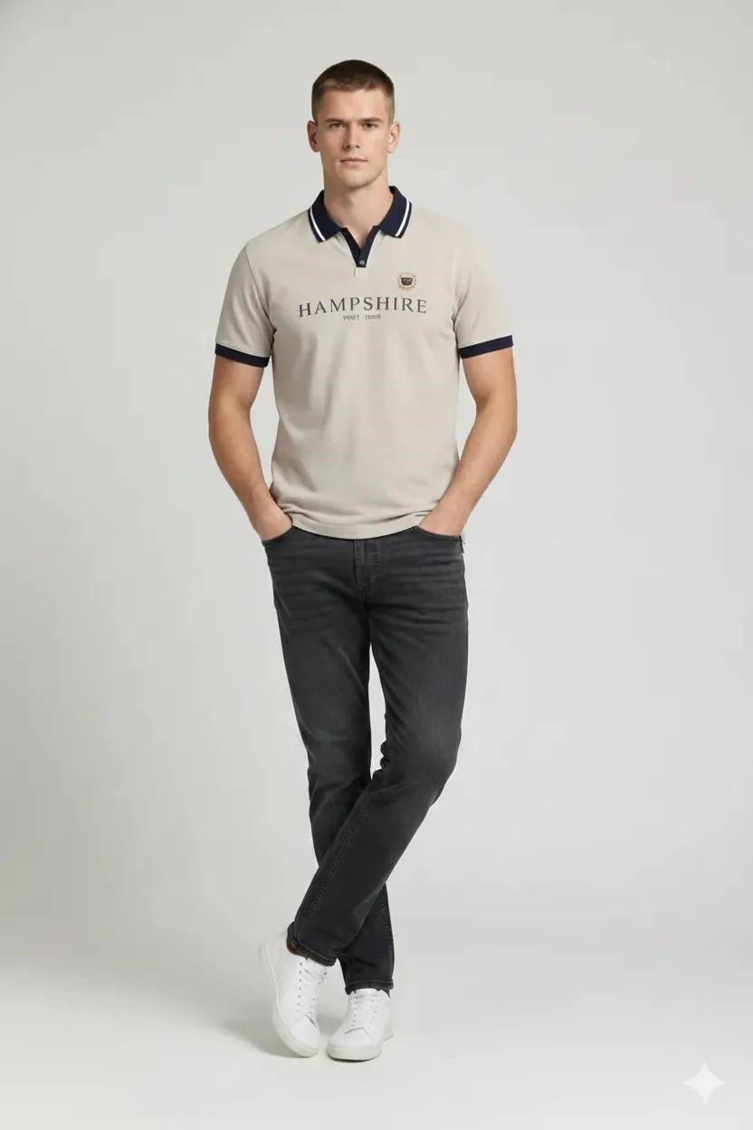 Men Onyx Typography Printed Polo Collar Pockets T-shirt