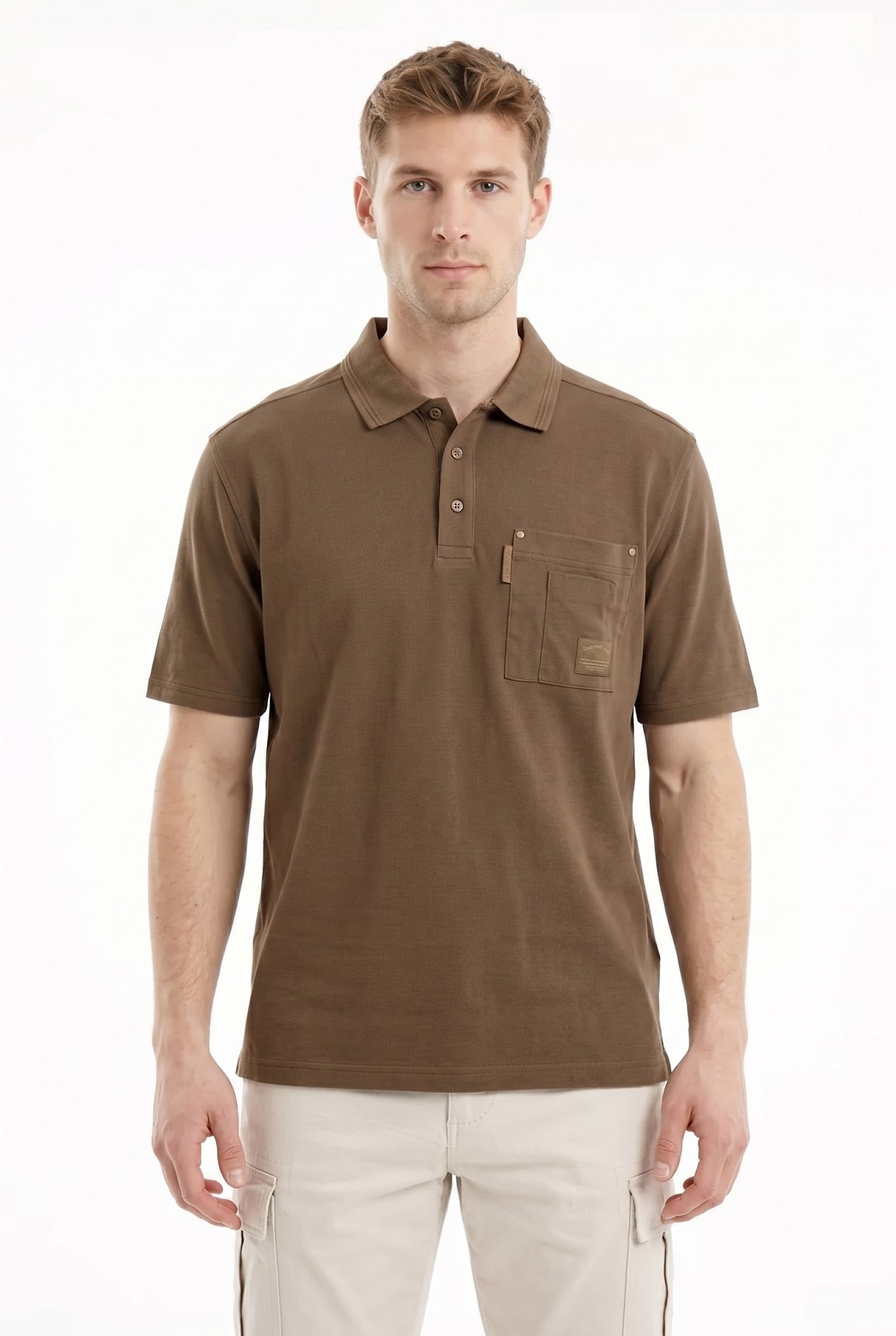 Men Tobacco Sold Polo Collar T-shirt