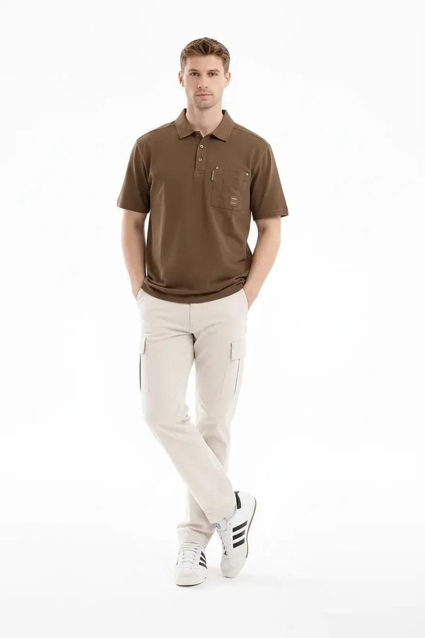 Men Tobacco Sold Polo Collar T-shirt