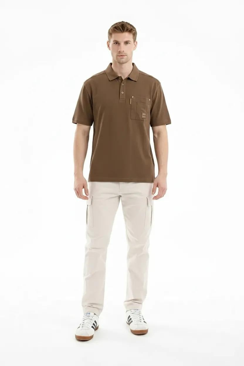 Men Tobacco Sold Polo Collar T-shirt