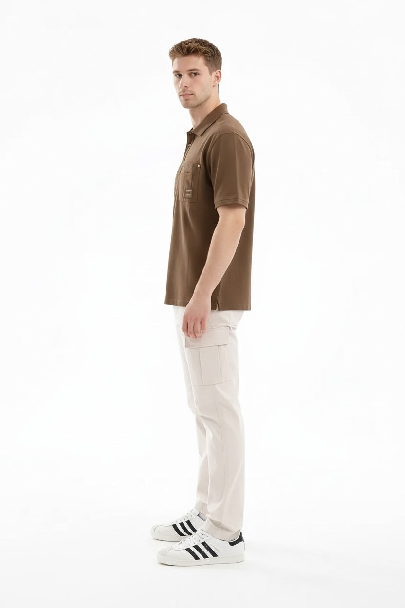 Men Tobacco Sold Polo Collar T-shirt
