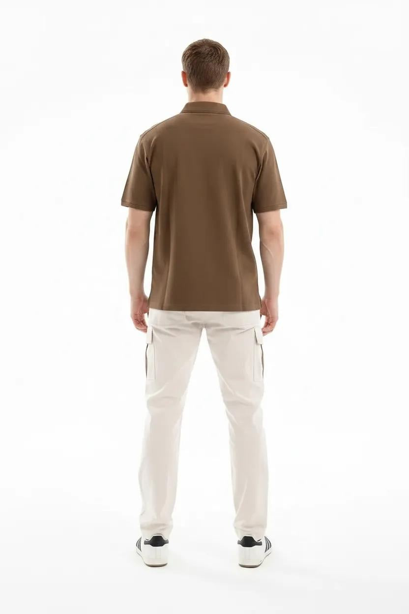 Men Tobacco Sold Polo Collar T-shirt