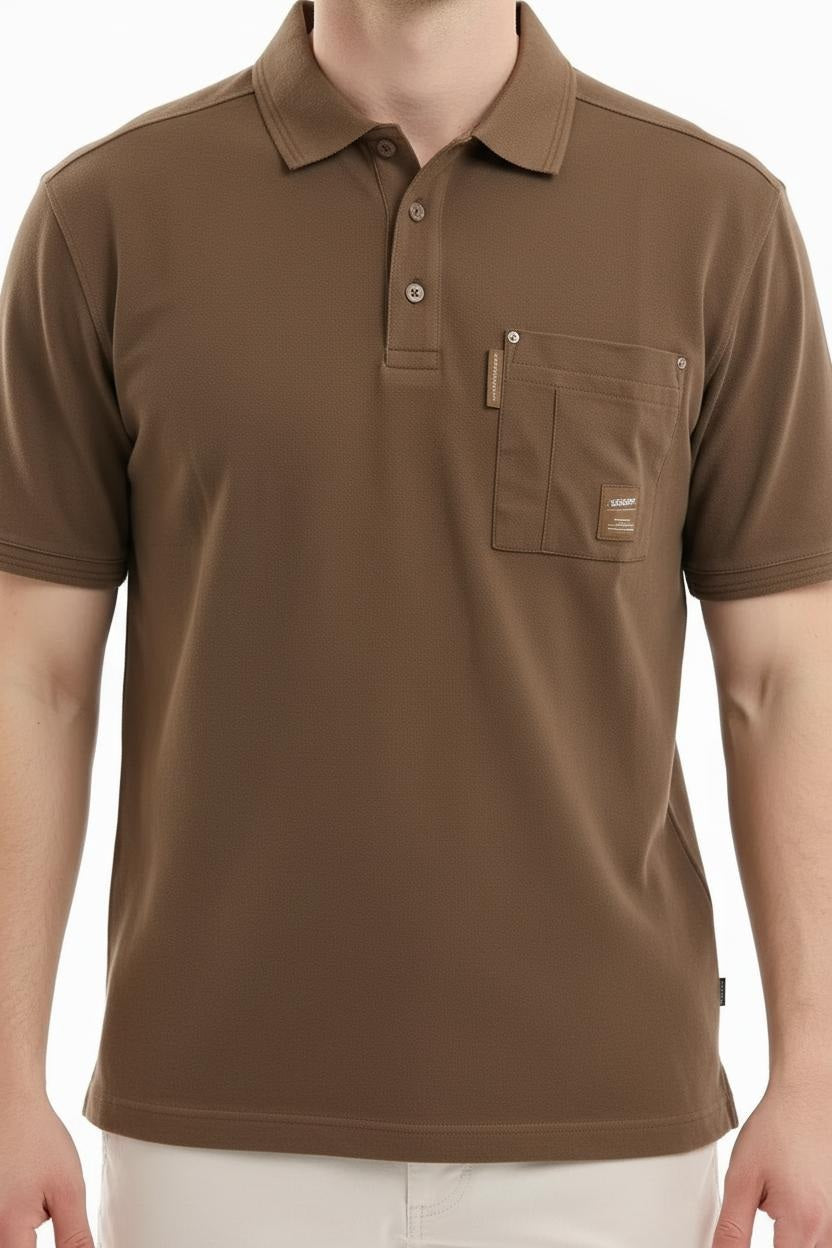 Men Tobacco Sold Polo Collar T-shirt