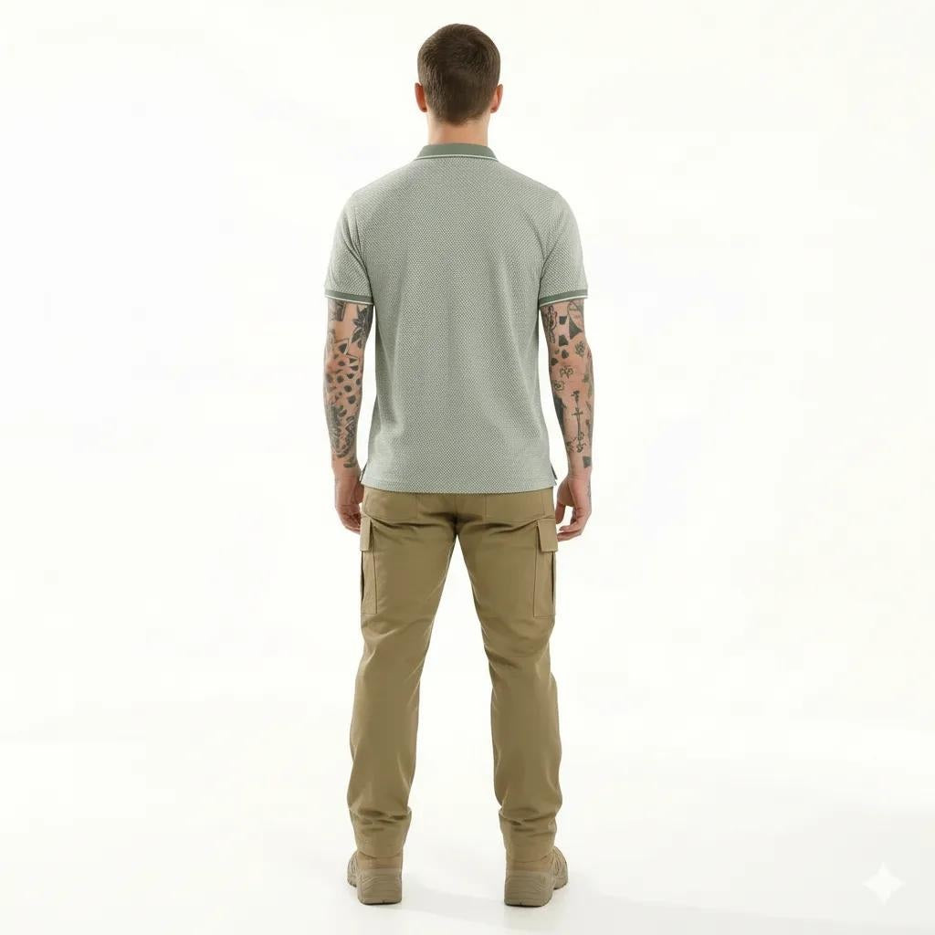 Octave Men Oil Green Polo Collar T-shirt