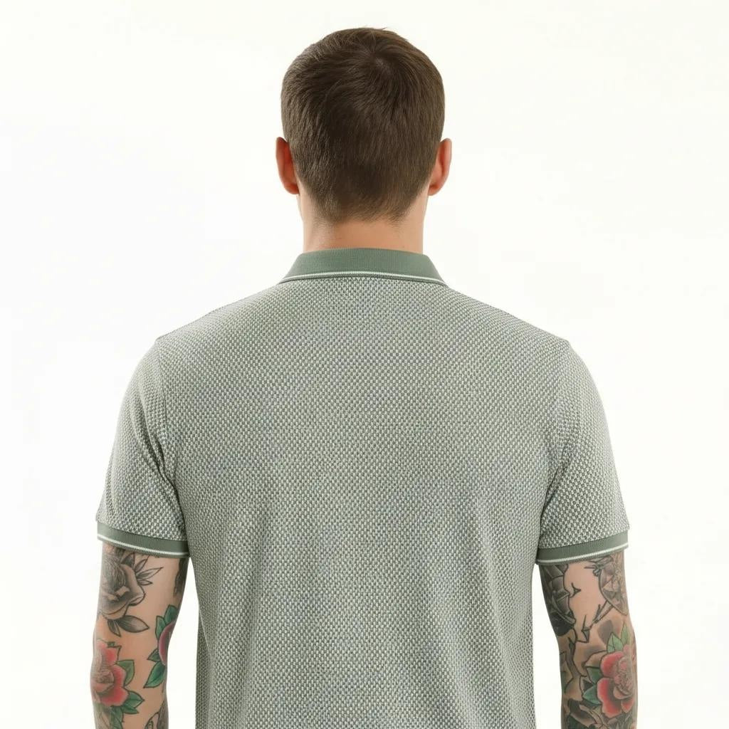 Octave Men Oil Green Polo Collar T-shirt