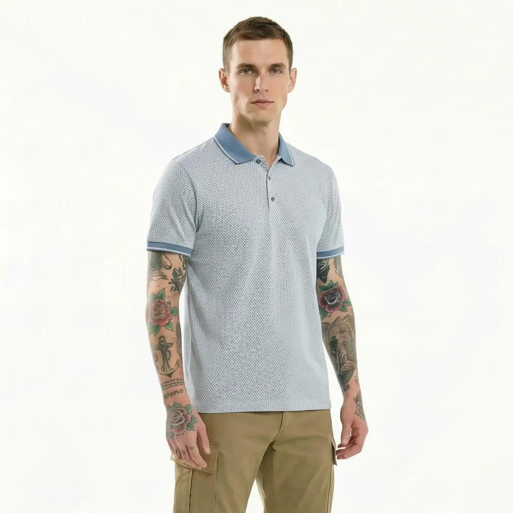 Octave Men Oxford Blue Polo Collar T-shirt