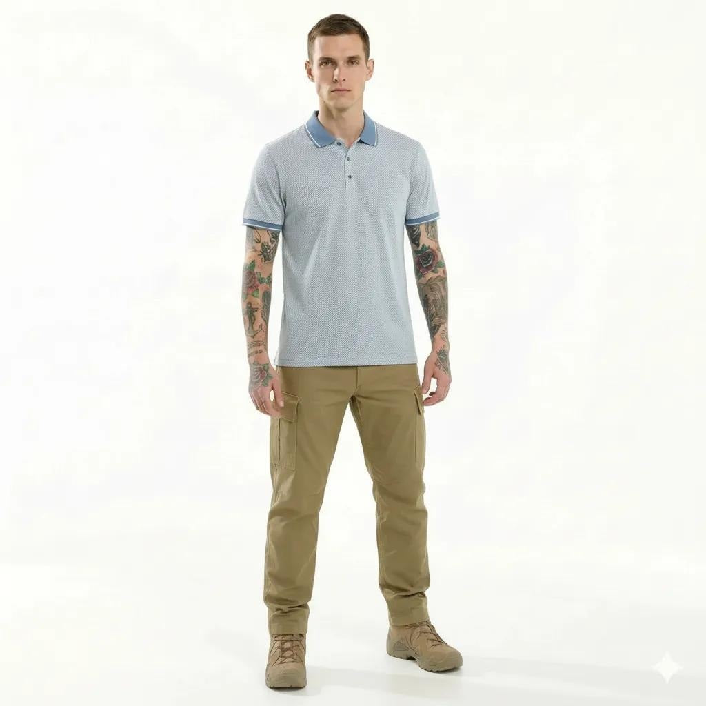 Octave Men Oxford Blue Polo Collar T-shirt
