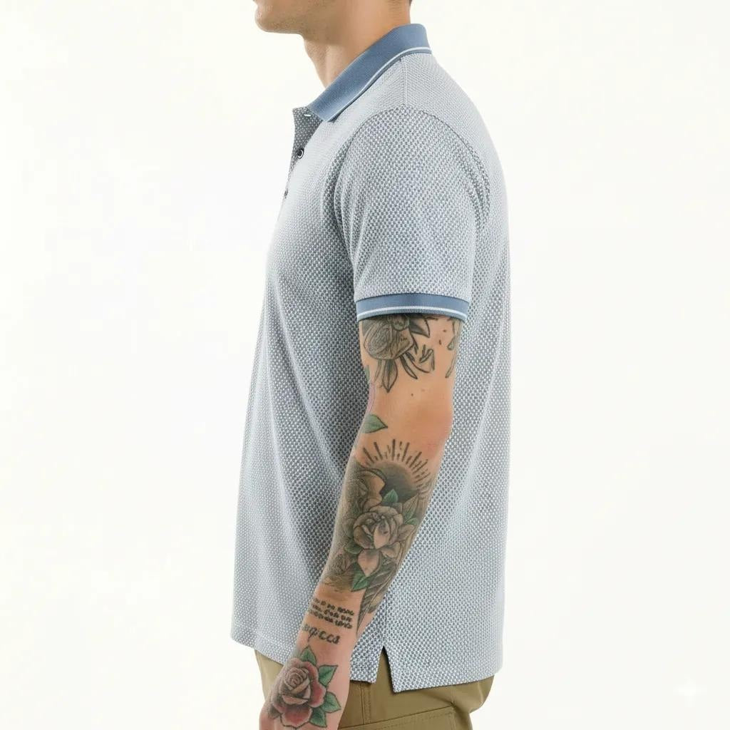 Octave Men Oxford Blue Polo Collar T-shirt