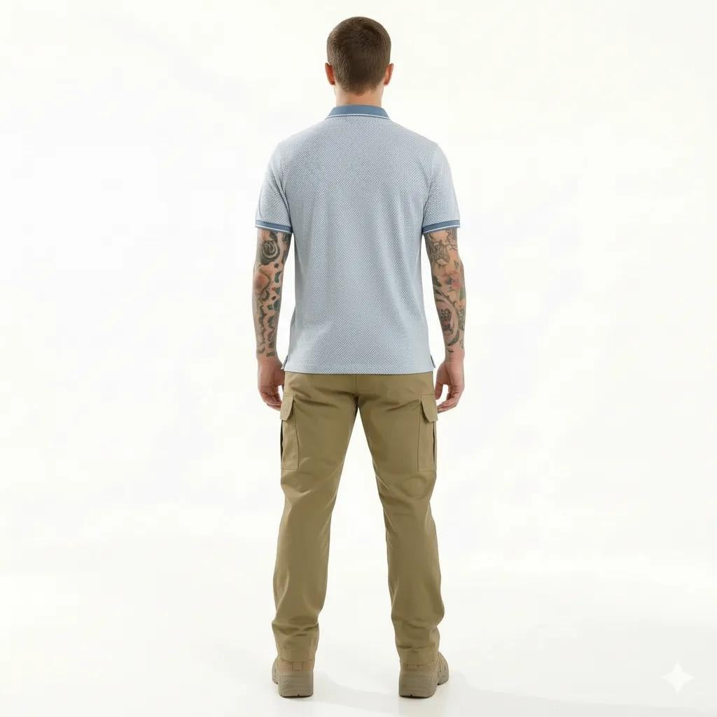 Octave Men Oxford Blue Polo Collar T-shirt