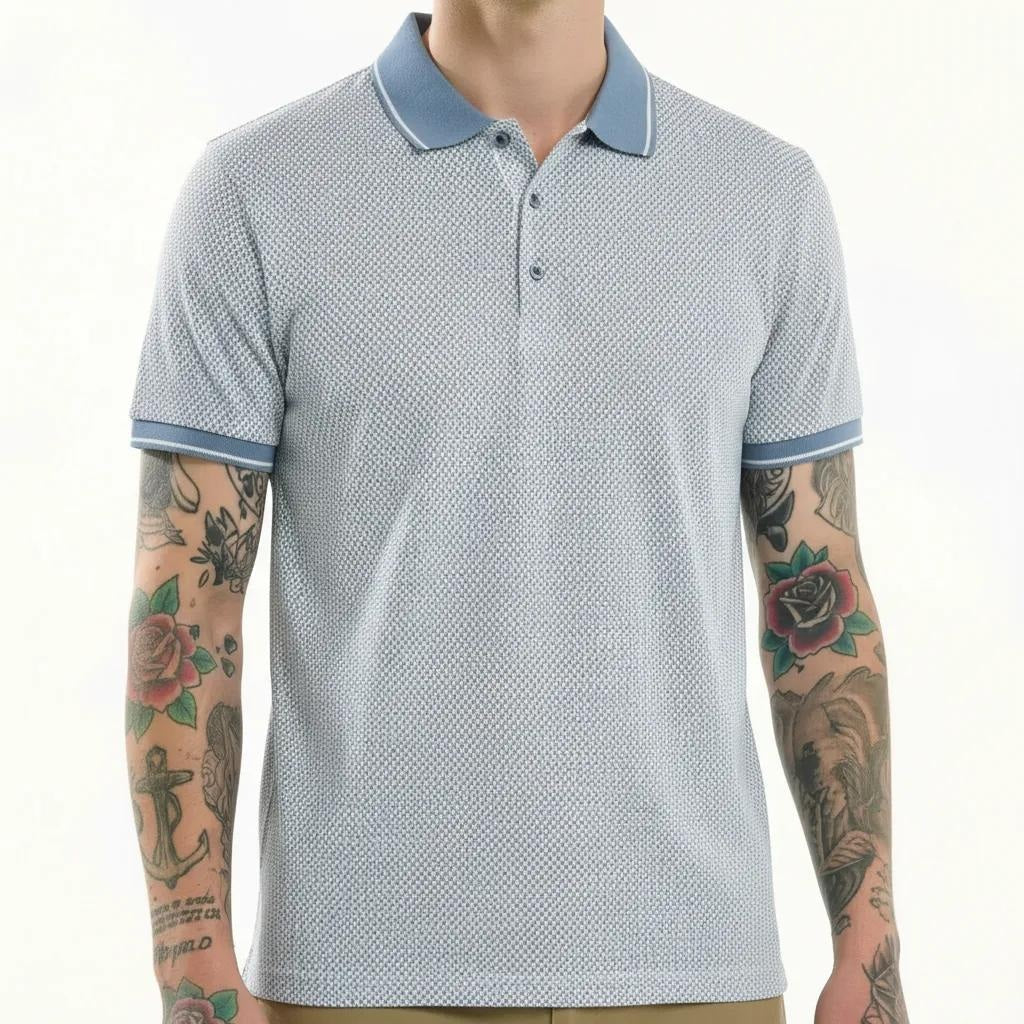 Octave Men Oxford Blue Polo Collar T-shirt
