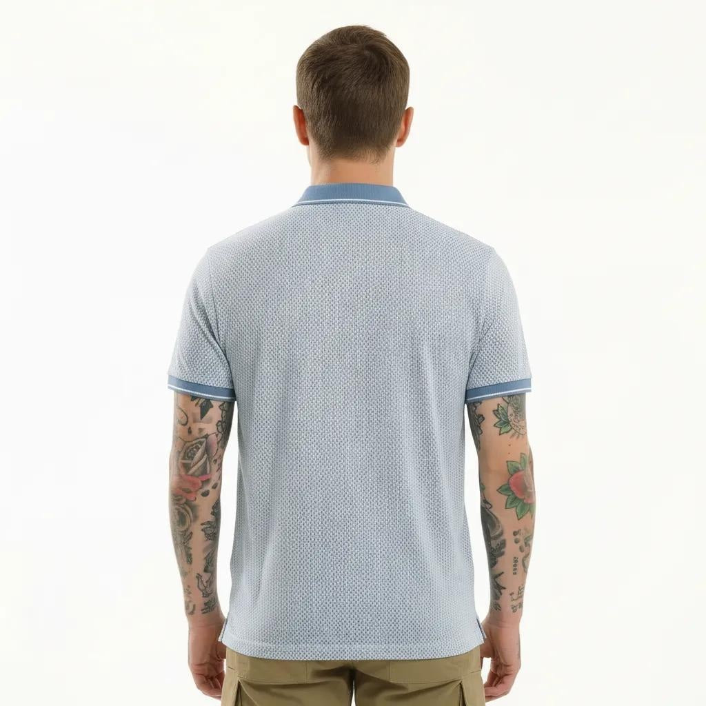 Octave Men Oxford Blue Polo Collar T-shirt