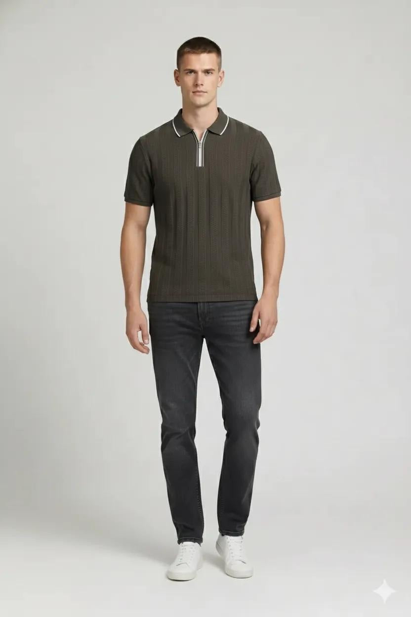 Men Polo Collar Solid T-shirt