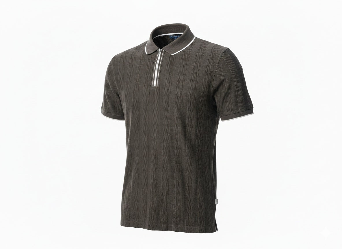 Men Coffee Polo Collar Solid T-shirt