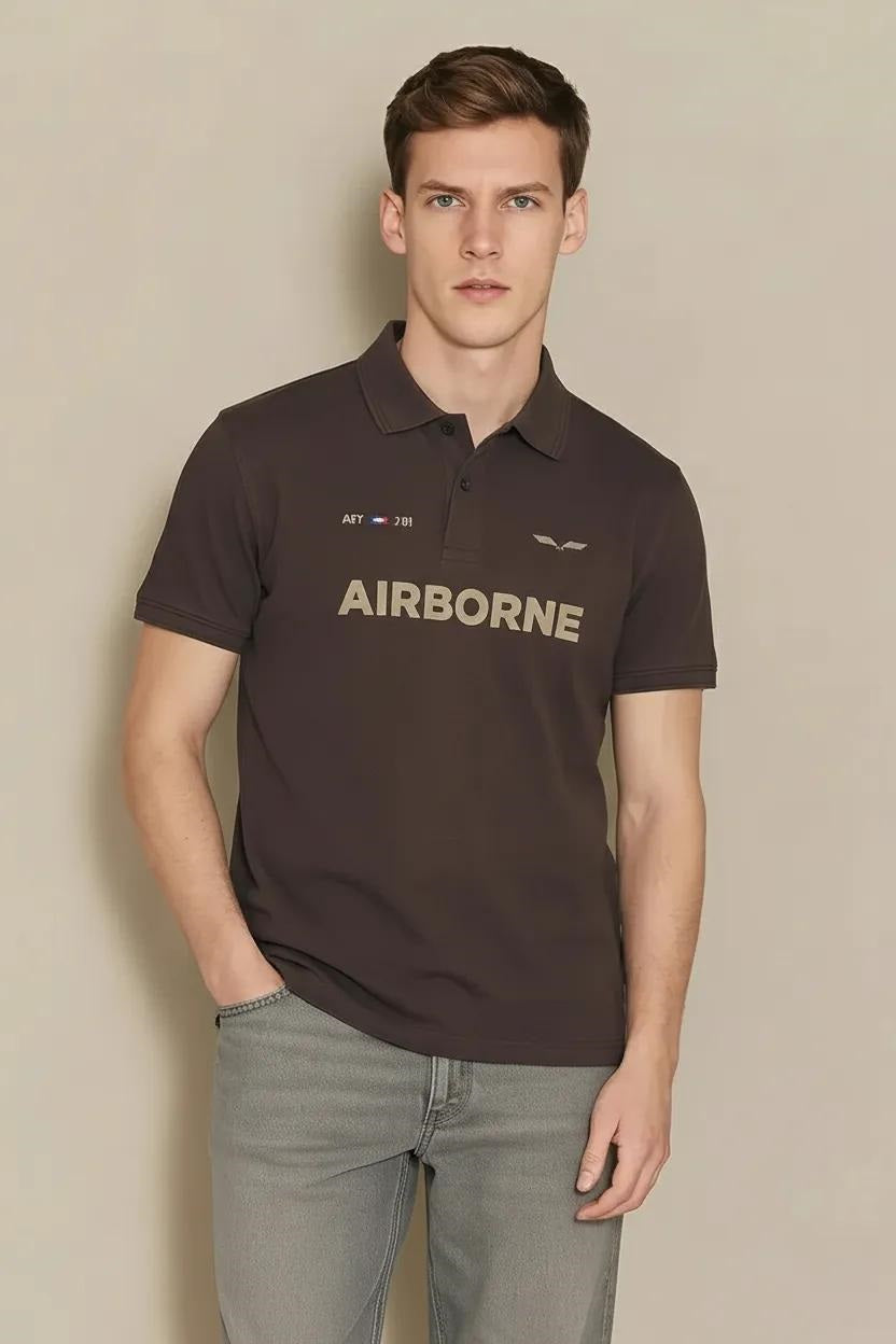 Men Coffee Typography Printed Polo Collar T-shirt