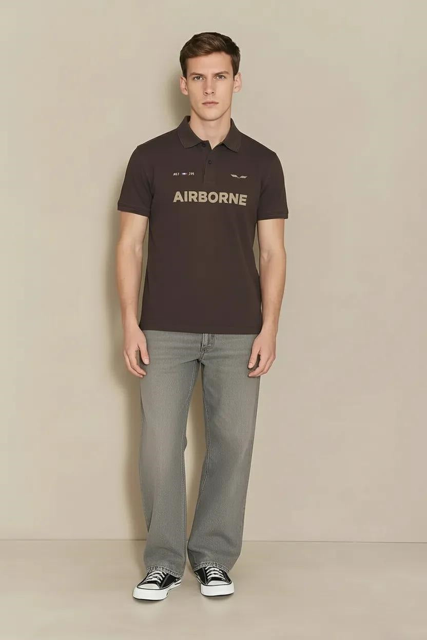 Men Coffee Typography Printed Polo Collar T-shirt