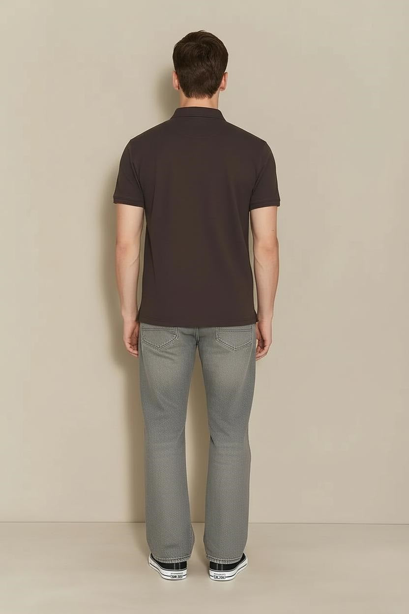 Men Coffee Typography Printed Polo Collar T-shirt