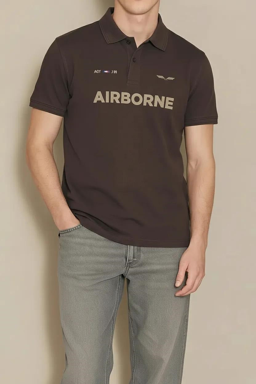 Men Coffee Typography Printed Polo Collar T-shirt
