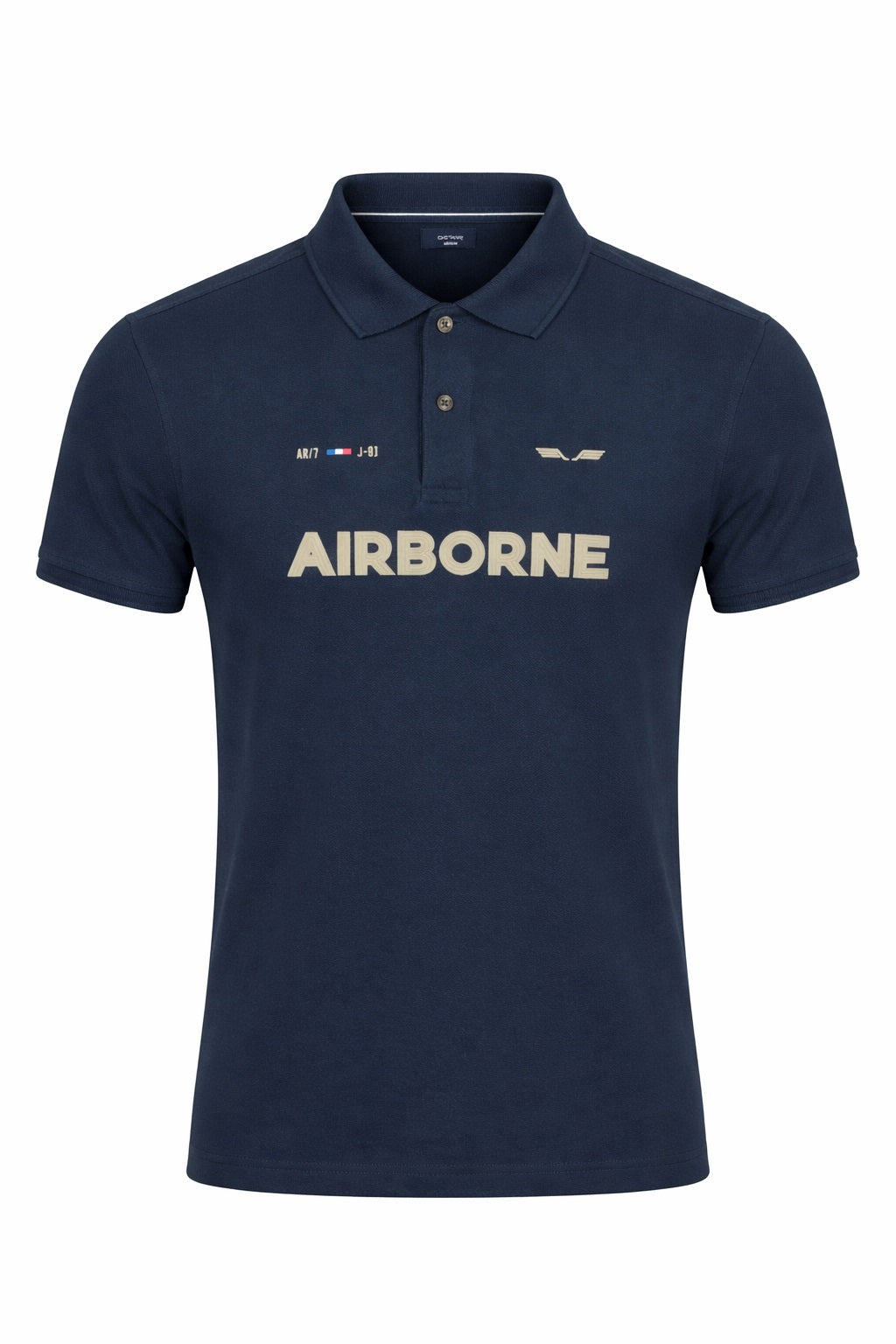 Men Dark Navy Typography Printed Polo Collar T-shirt