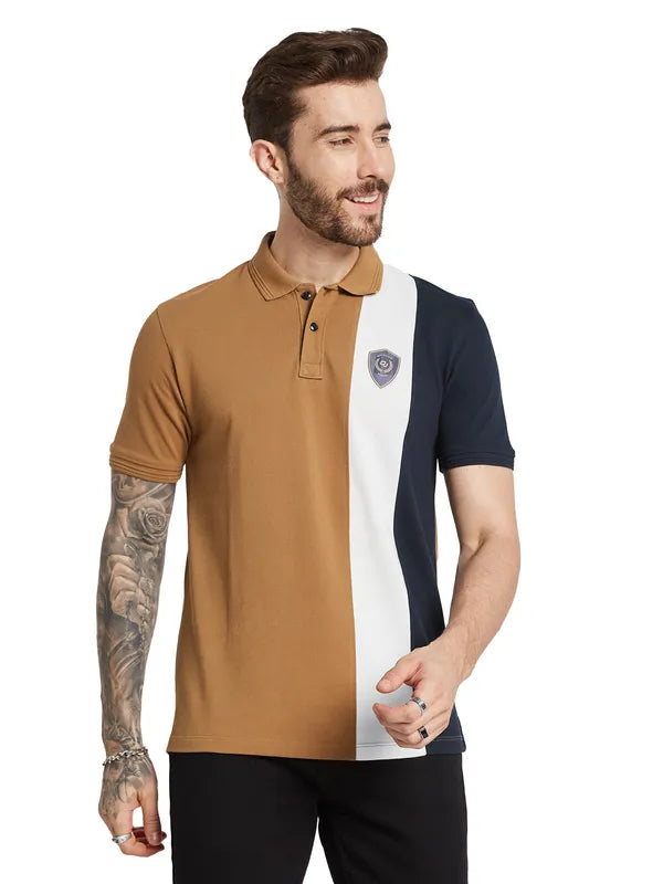 Octave Men Polo Collar Applique T-Shirt