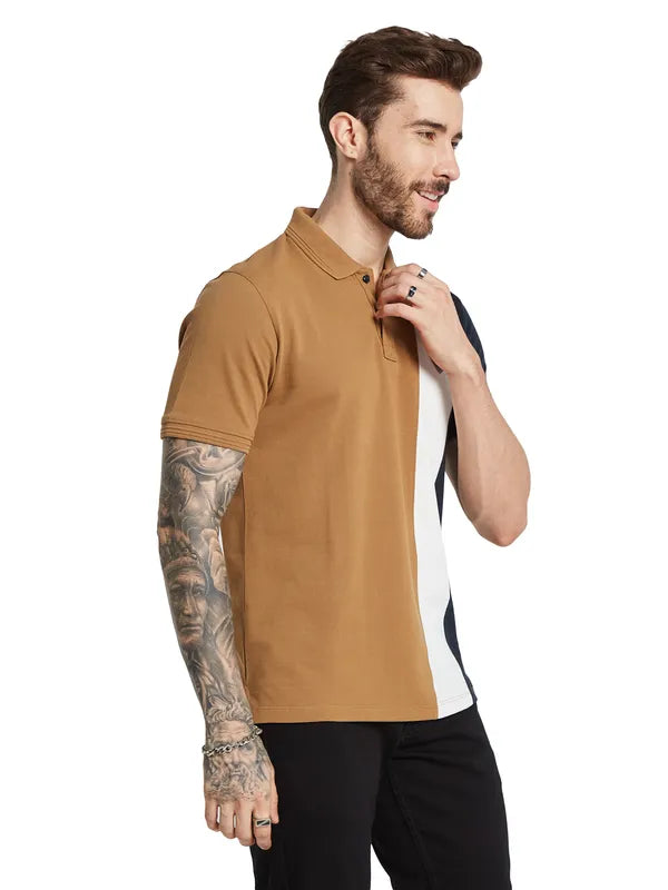 Octave Men Polo Collar Applique T-Shirt