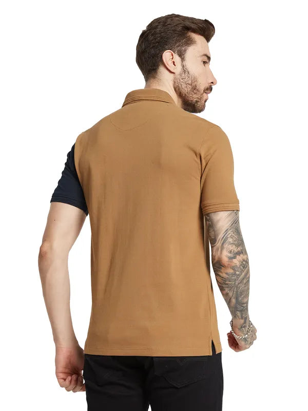 Octave Men Polo Collar Applique T-Shirt