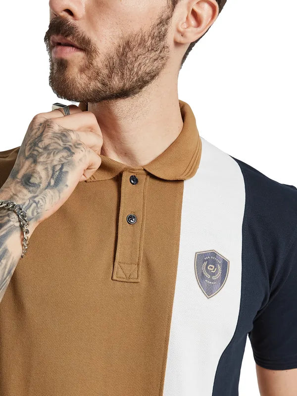 Octave Men Polo Collar Applique T-Shirt