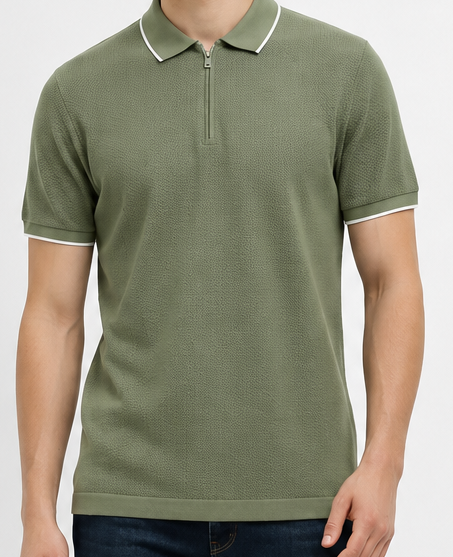 Men Moss Sold Polo Collar T-shirt