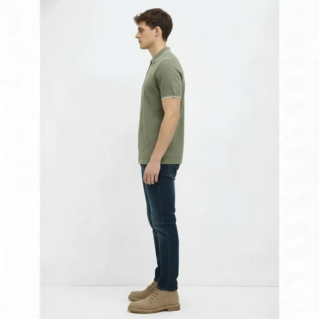 Men Moss Sold Polo Collar T-shirt